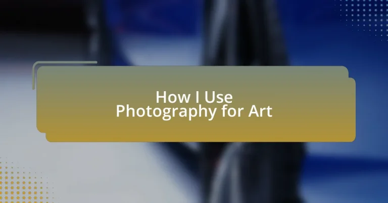 How I Use Photography for Art