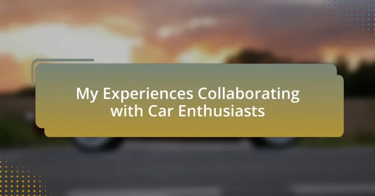 My Experiences Collaborating with Car Enthusiasts