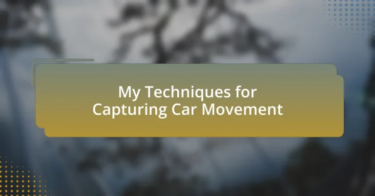 My Techniques for Capturing Car Movement