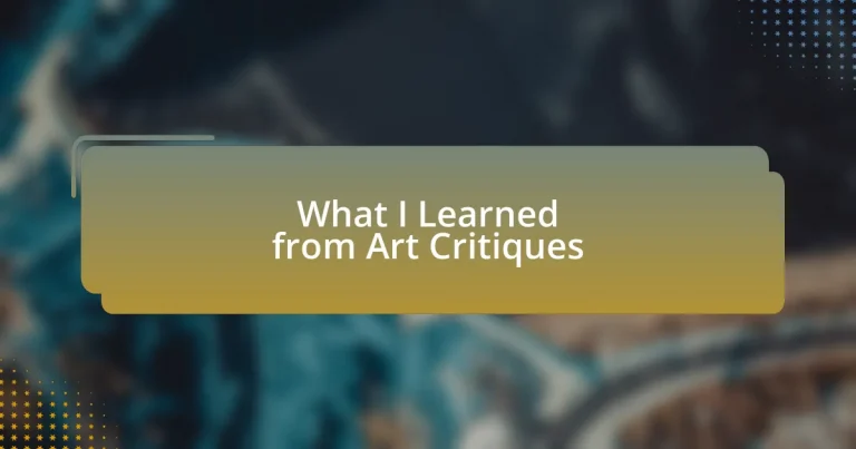 What I Learned from Art Critiques